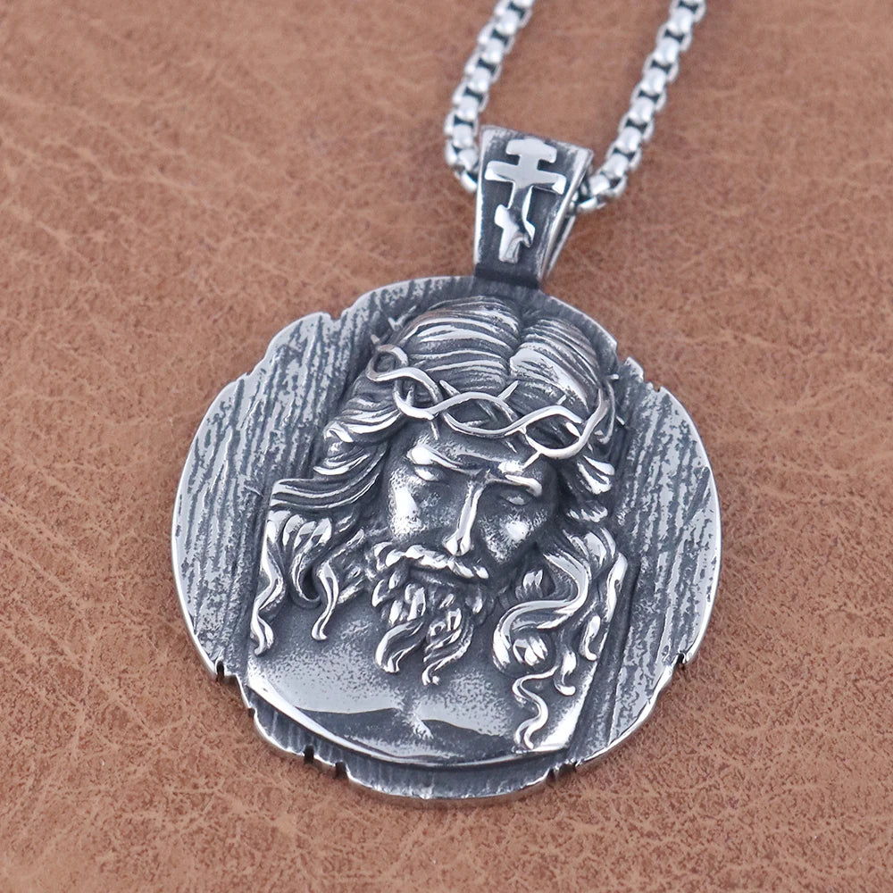Fashion Virgin Mary Pendant Trendy Charm Stainless Steel Saint Christopher Pendant Vintage Thanksgiving Religious Jewelry Gifts