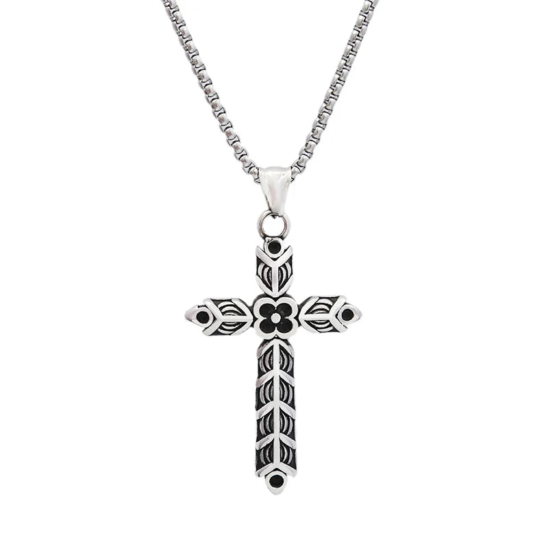 Fashion Classic Viking Style Cross Necklaces for Women Gifts Stainless Steel Retro Cross Pendant Creative Jewelry Gift