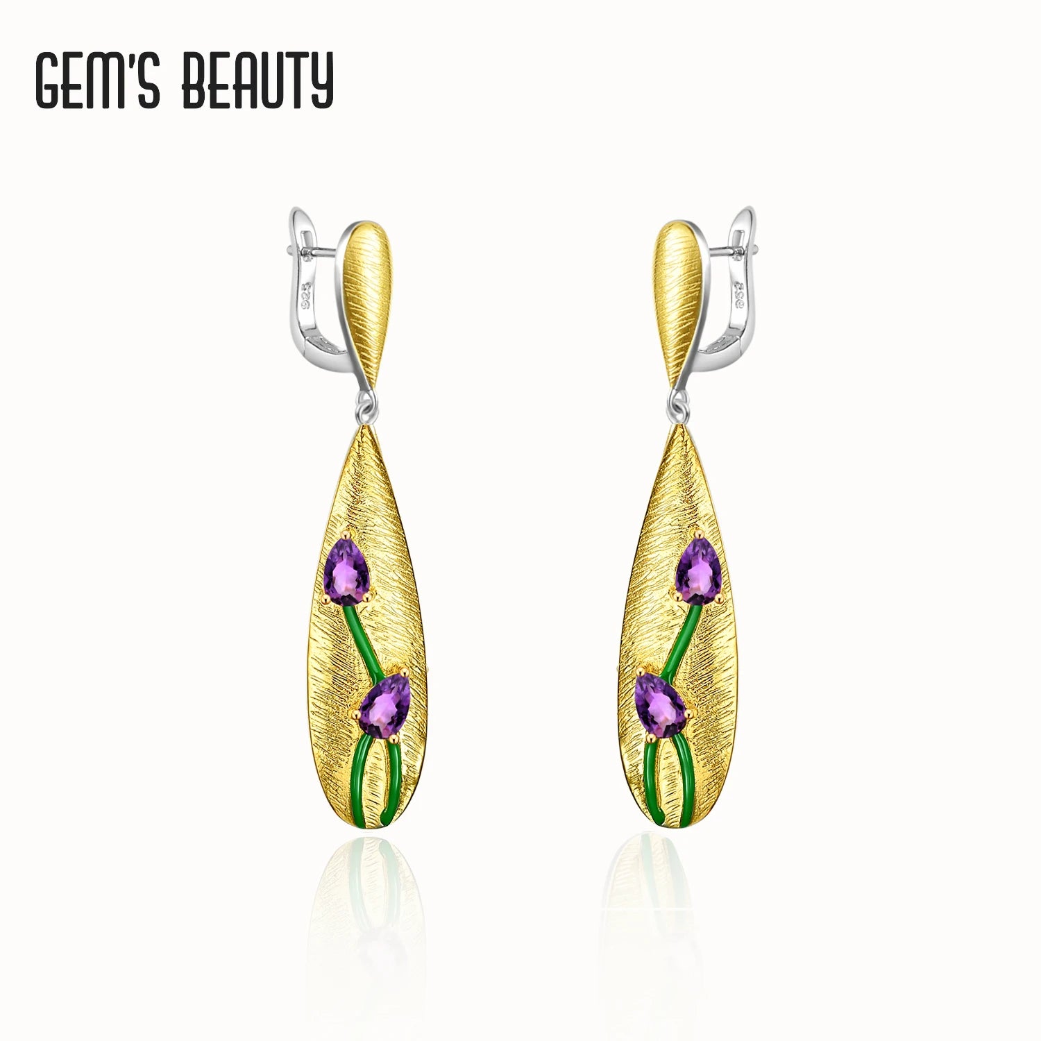 Gem's Beauty 925 Sterling Silver Earrings Woman Fashion Jewelry High Quality Handmade Original Enamel Gold PlateFine Jewelry Default Title