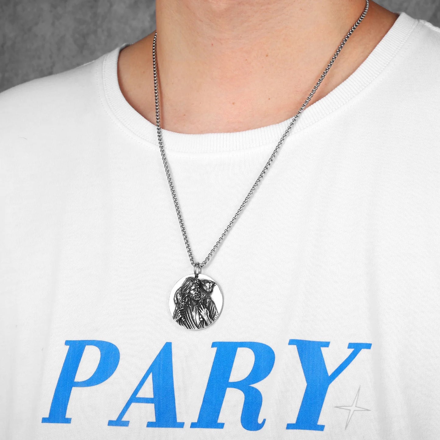 Christian Jesus Shepherd Stainless Steel Men Necklaces Pendants Chain Powerful Amulet Cool New for Women Jewelry Gifts Wholesale