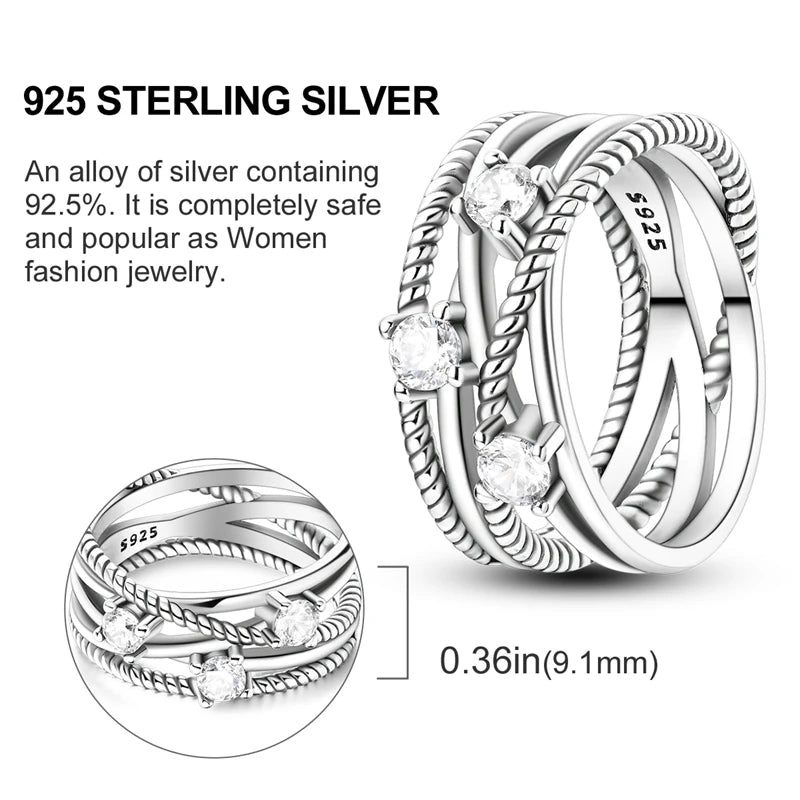 925 Sterling Silver Infinite Love Ring Original Luxury Design Zircon Finger Rings For Women High Quality Wedding Jewelry Gift