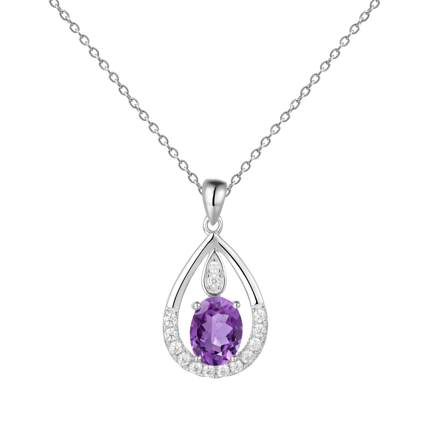 Gem's Ballet December Birthstone Topaz Necklace 6x8mm Oval Pink Topaz Pendant Necklace in 925 Sterling Silver with 18" Chain Amethyst
