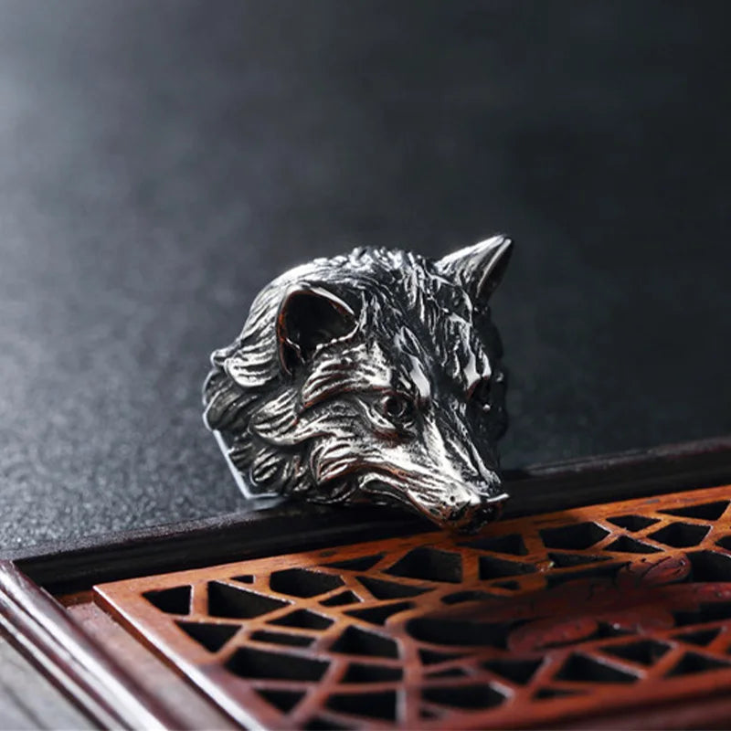 Retro Wolf Fox Ring For Men Silver Color Punk Gothic Open Ring Zinc Alloy Handmade Unisex Designer Jewelry Biker Accessories