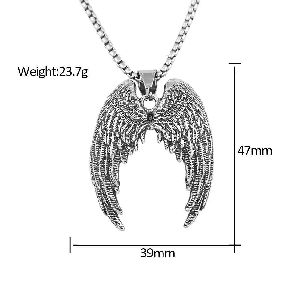 Fashion Charm Angel Wings Pendant Stainless Steel Couples Gift Creative Wing Necklace Popular Nightclub Party Jewelry