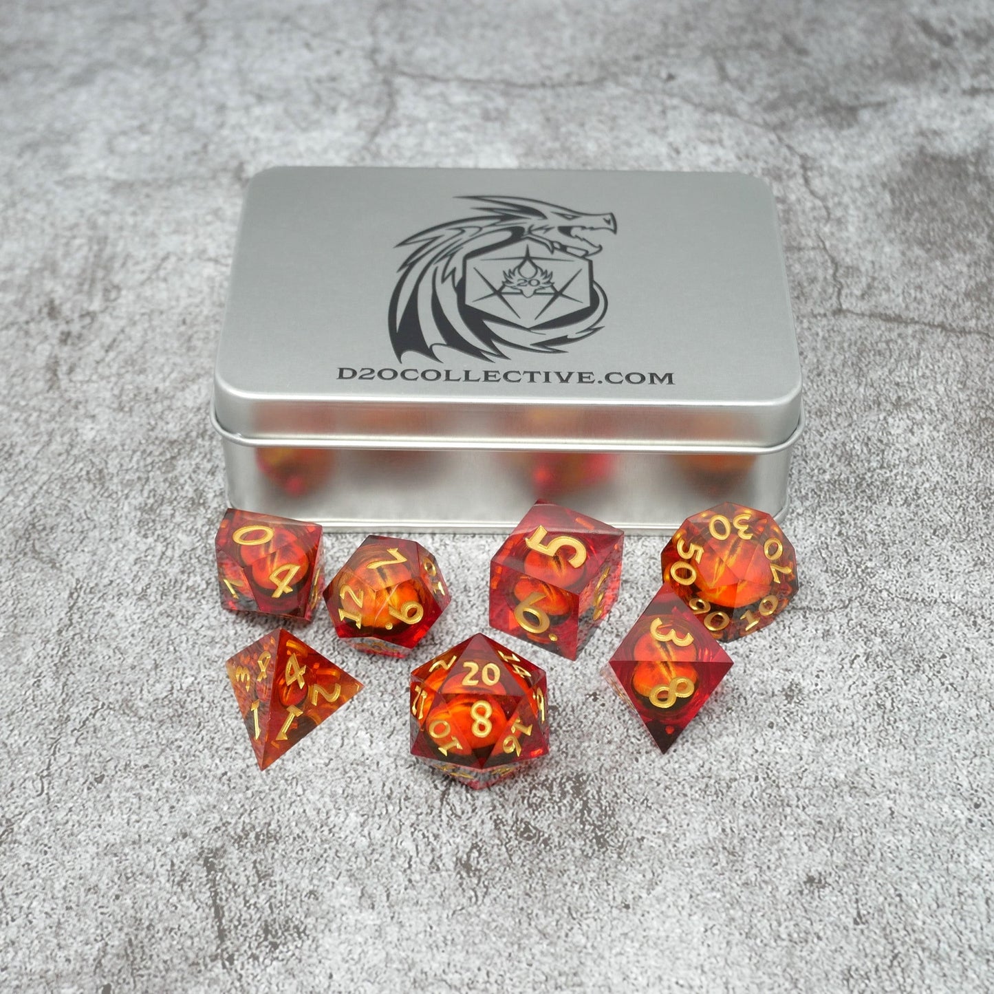 Sauron's Eye |  7 Piece Moving Eye DnD Dice Set | Acrylic RPG Gaming Dice