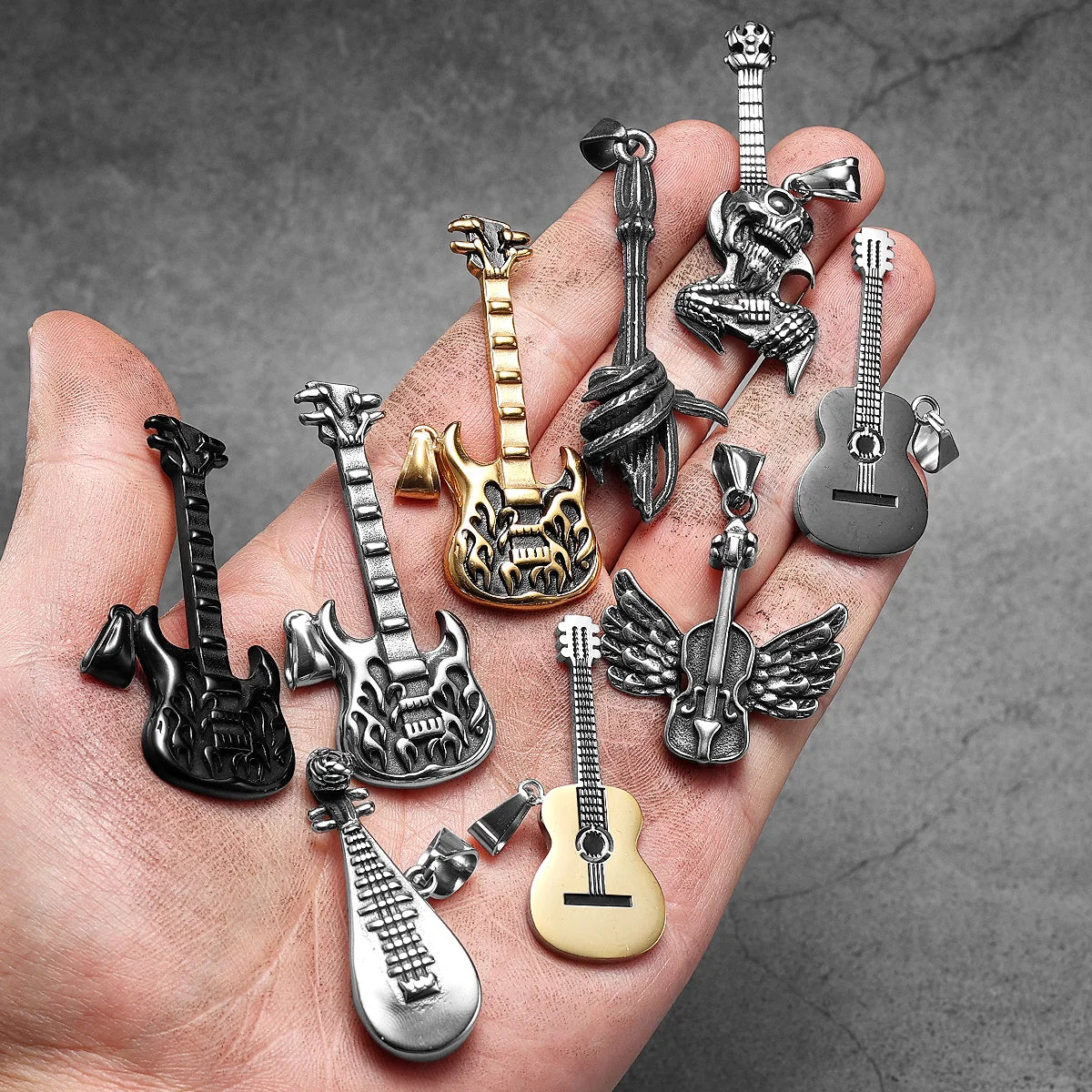 Angel Wing Violin Stainless Steel Men Necklaces Pendant Chain Punk For Women Fashion New In Jewelry Gifts Wholesale Dropshiping