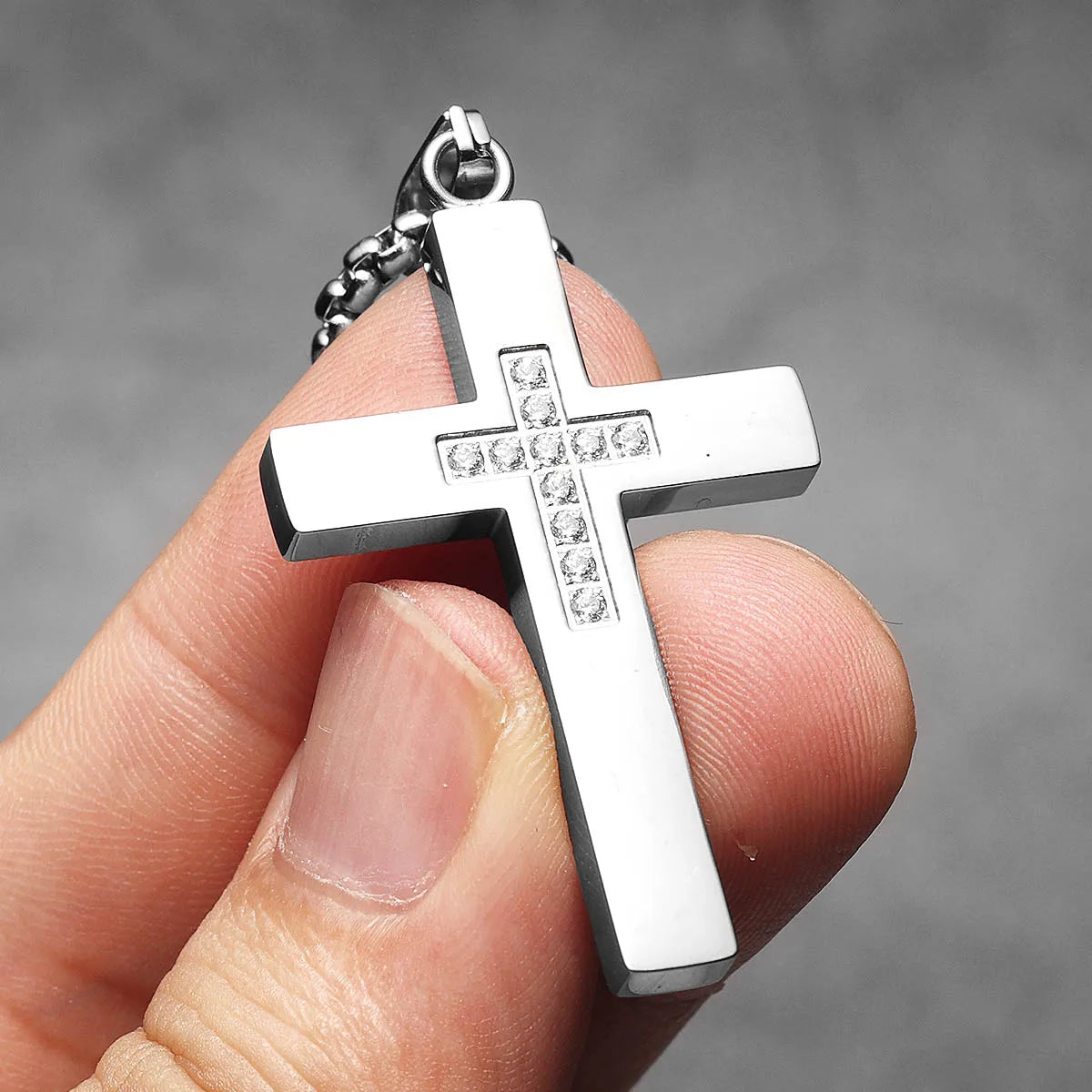 Cross Simple Gemstone Stainless Steel Men Necklaces Pendant Chain Punk For Women Fashion Jewelry Gifts Wholesale Dropshiping