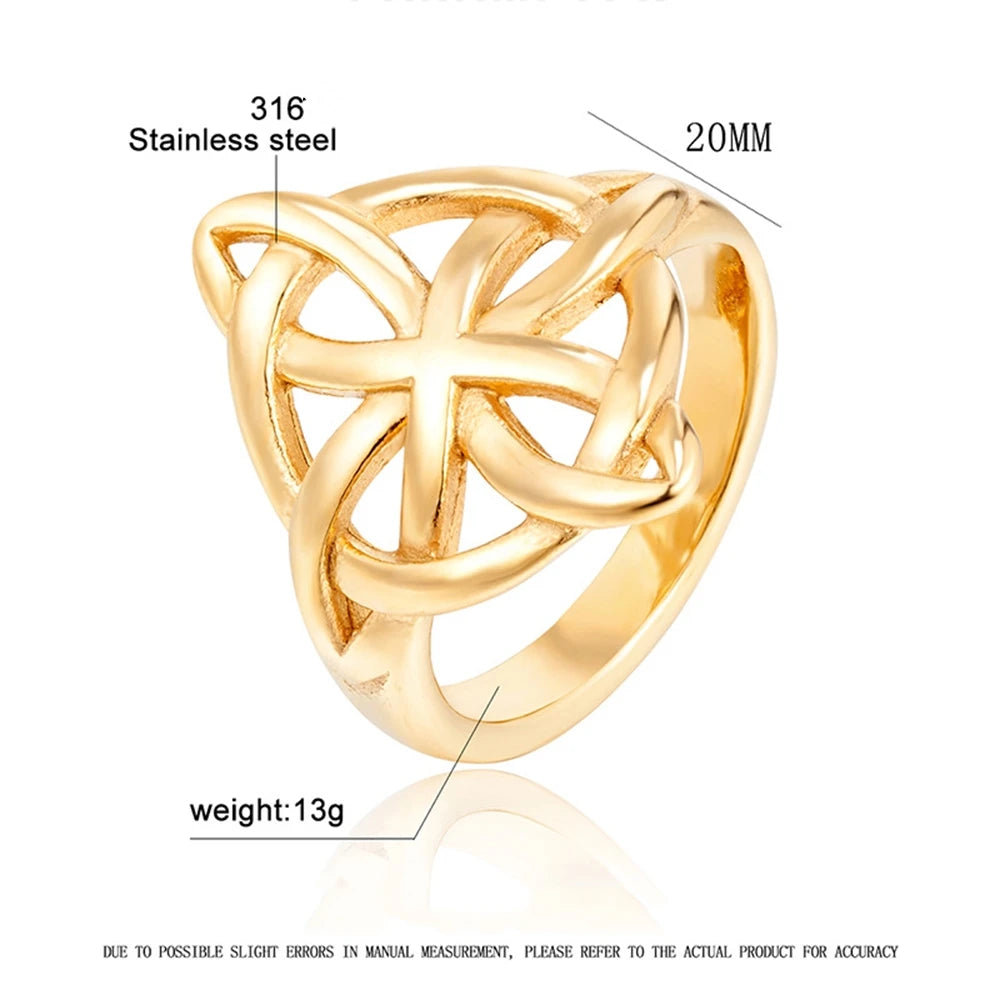 Vintage Hollow Out Mens Stainless Steel Celtic Knot Ring Simple Nordic Trinity Irish Rings for Women Viking Amulet Jewelry Gifts