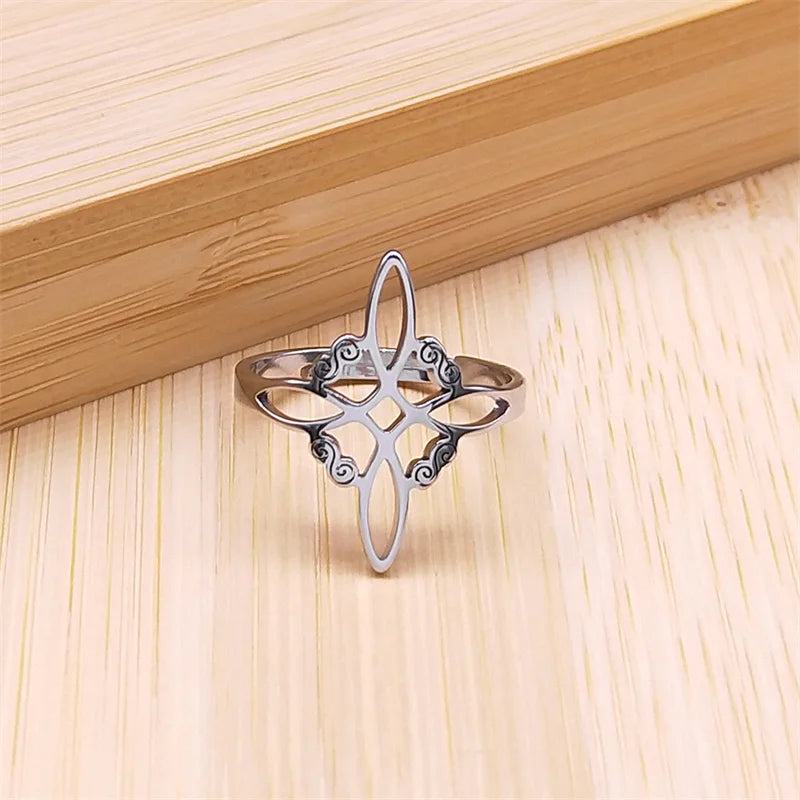 Witchcraft Stainless Steel Witch's Irish Knot Ring Men/Women Silver Color Ireland Adjustable Rings Witch Jewelry nudo de bruja