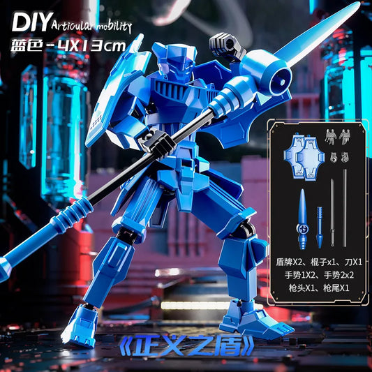 DIY Creative Ancient Roman Style Multi Joint Mobile building Justice Shield Mech Toy Assembly Model Handmade for children gifts