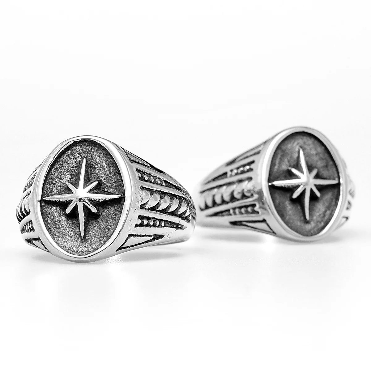 316L Stainless Steel Rings North Star Shining Fashion Men Cool Ring for Friend Rider Biker Jewelry Unique Best Gift Wholesale