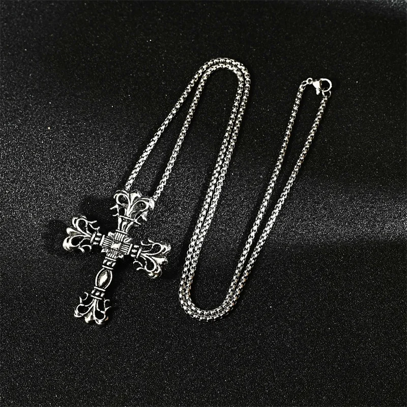 European And American Fashion Personality Retro Gothic Cross Necklace For Men And Women Street Hip-Hop Trendsetters Versatile Pe
