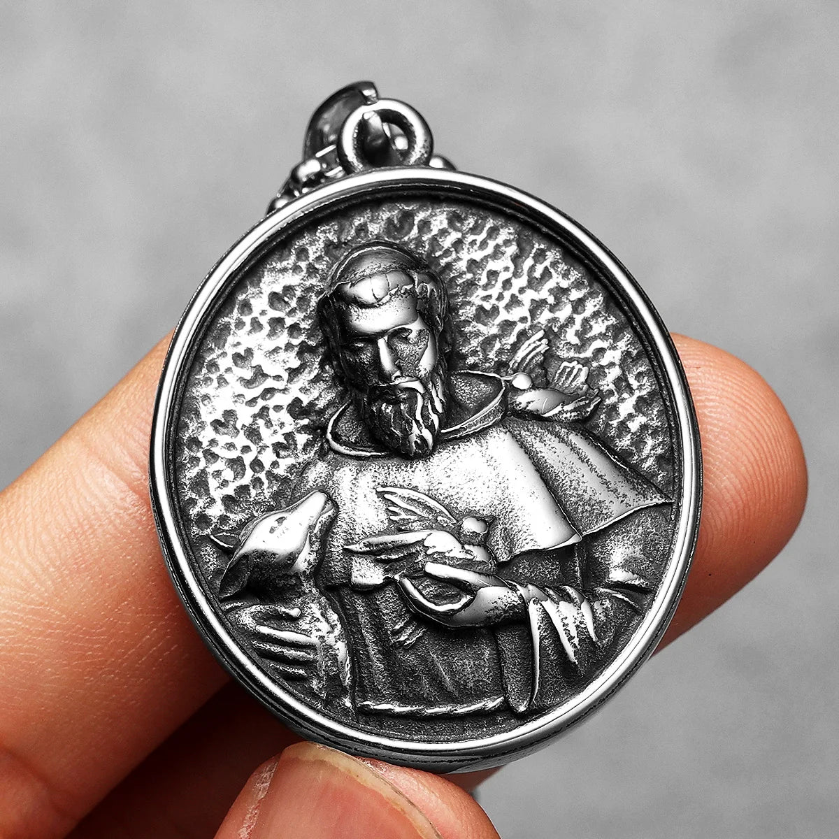 St.Francis Cross Powerful Amulet Stainless Steel Men Necklaces Pendant Chain Vintage Cool New For Women Jewelry Gifts Wholesale
