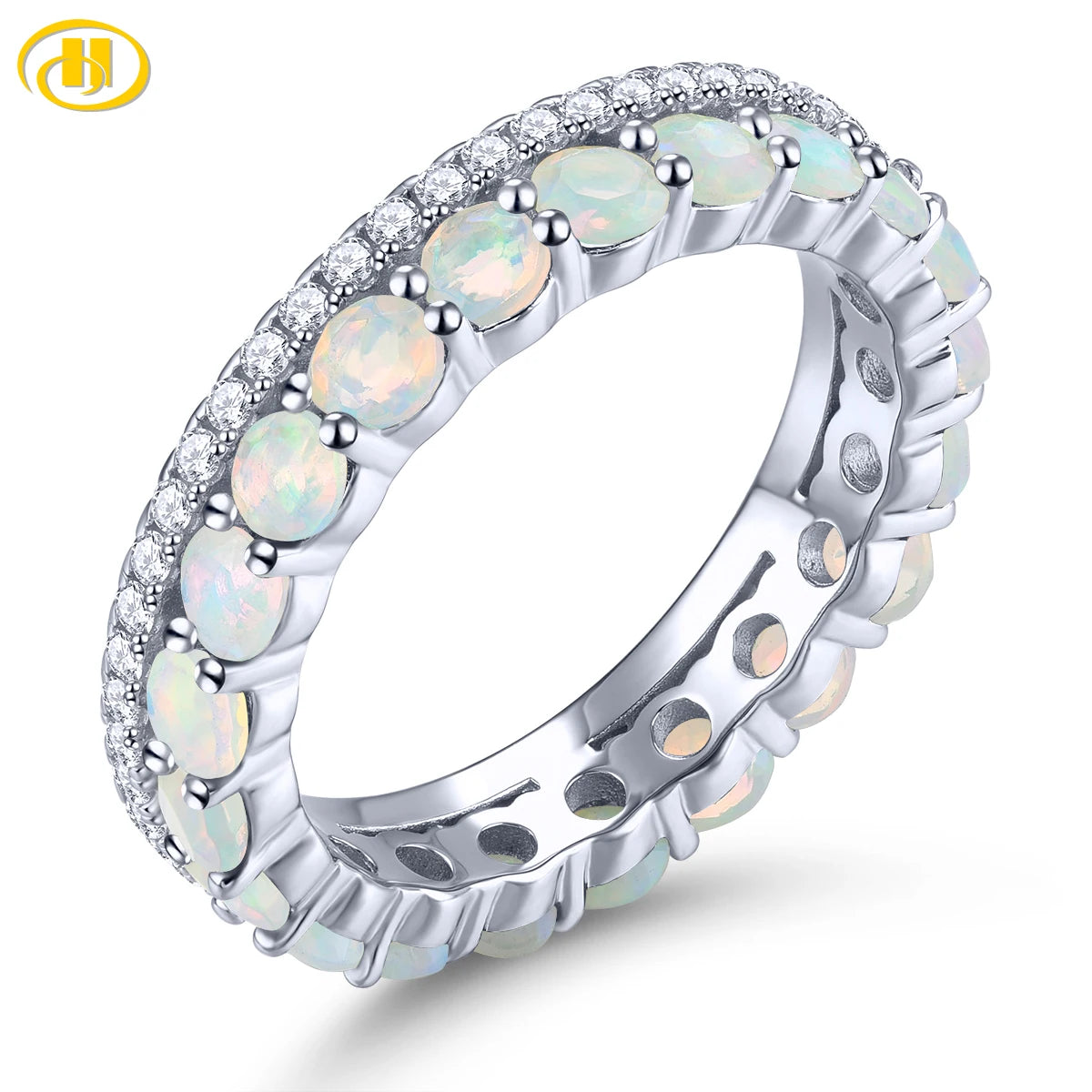 Natural Opal Sterling Silver Rings 1.8 Carats Genuine Gemstone Unique Special Design Women S925 Anniversary Birthday Gifts