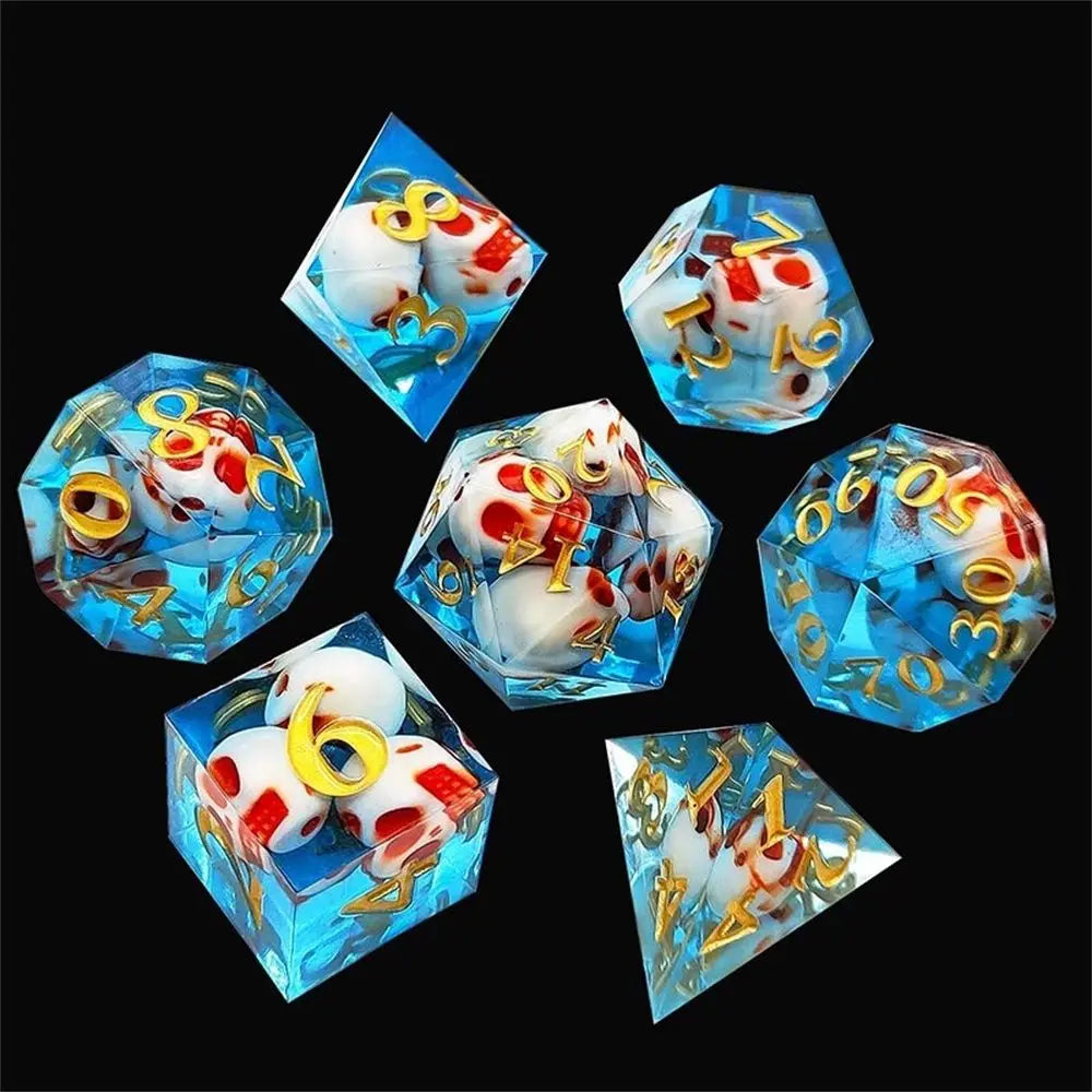 7Pcs D6 D8 D10 D12 D20 Coulorful Multi Sides Polyhedral Dice Set Resin Dices Table Games Accessory For D&d DND Party Supply