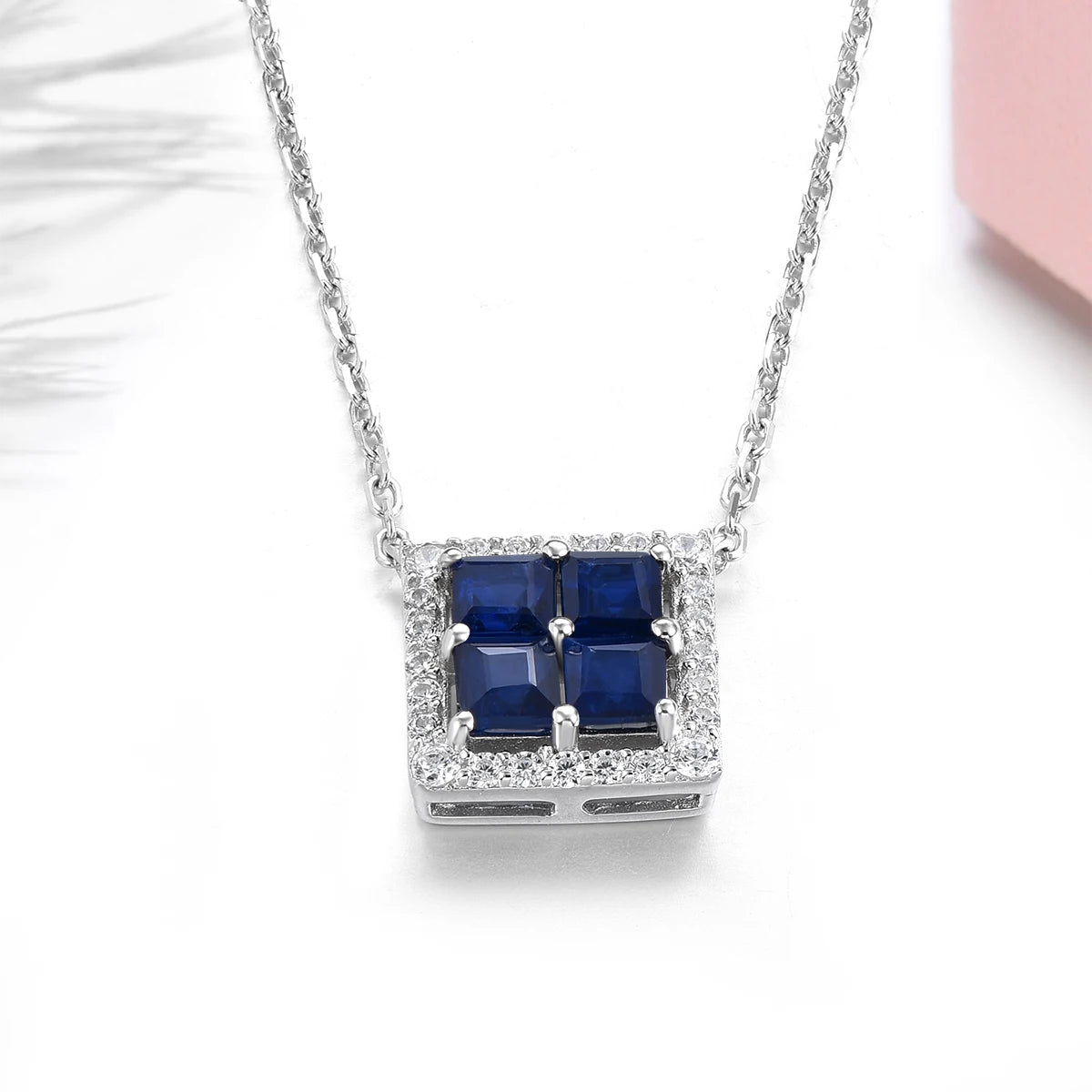 Natural Precious Blue Sapphire Sterling Silver Necklace 1.4 Carats Genuine Birthstone Women Classic Exquisite S925 Fine Jewelrys