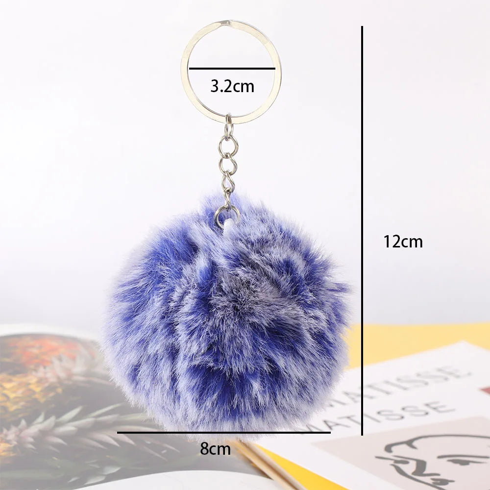 20 Colors Fluffy Fur Pom Pom Keychain Soft Faux Fur-like Ball Car Keyring Key Holder Women Bag Pendant Jewelry