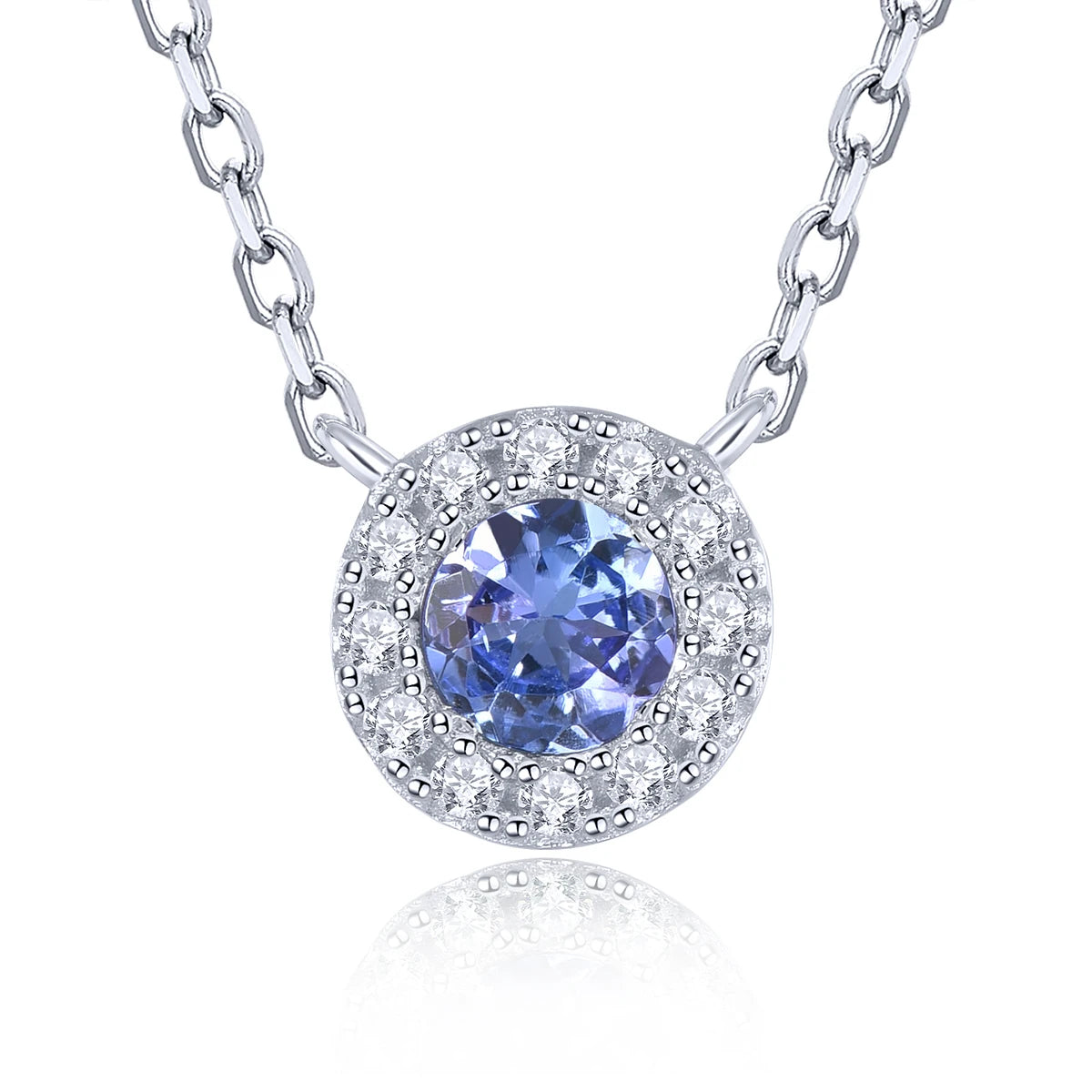Natural Tanzanite Solid Sterling Silver Necklace Pendant 0.27 Carats Classic Round Shape Women Gifts Daily Decorations S925