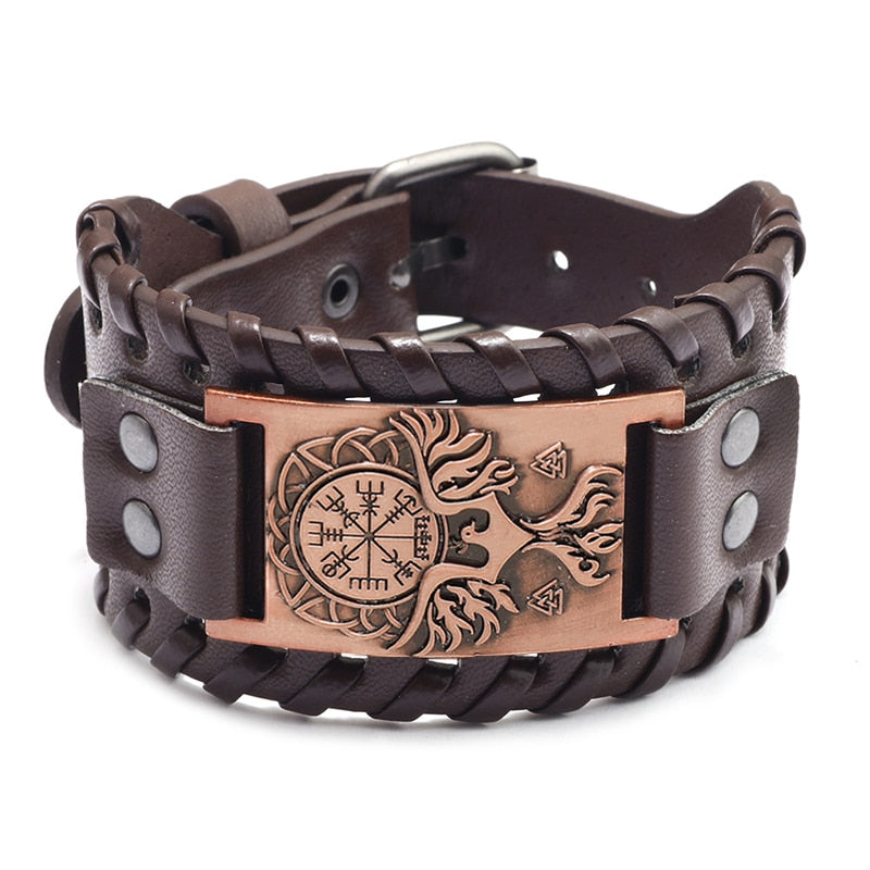 New Retro Wide Leather Pirate Compass Bracelet Men&#39;s Bracelet Celtic Viking Jewelry Compass Bracelet Accessories Party Gifts C 1 China