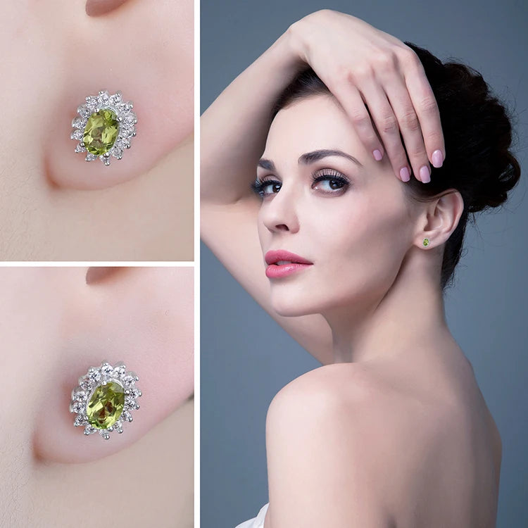 JewelryPalace Created Blue Sapphire Ruby 925 Sterling Silver Stud Earrings Natural Amethyst Garnet Peridot Topaz Princess Diana
