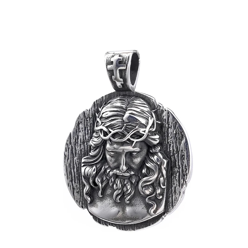 Unique Christian Shepherd Jesus Pendant for Men Stainless Steel Catholic Crown of Thorns Necklaces Amulet Jewelry Never Fading