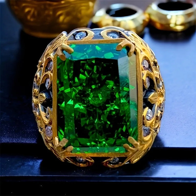 European and American retro ring, aged jewelry moonstone