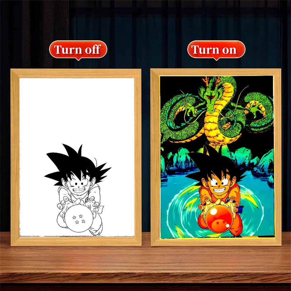 Anime Figure Dragon Ball Light Painting Photo Frame Goku Vegeta Led Night Light Birthday Bedroom Decor Original Gifts Moon Lamp Dragon 03 USB