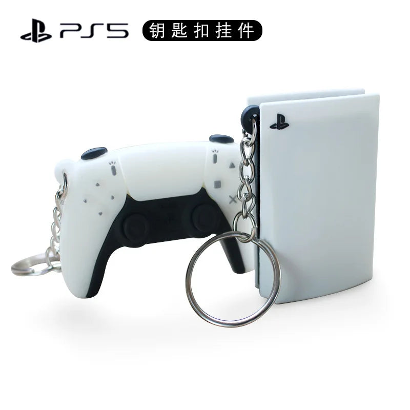 Fashion Ps5 Simulation Drop Glue Console Game Handle KeyChain Boys Pendant llaveros Simple Tide Play Hanging Ornaments Gifts