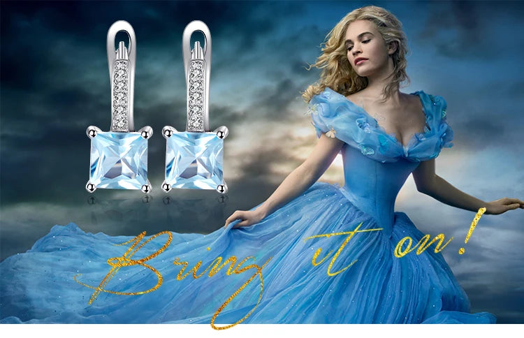 JewelryPalace 1.4ct Princess Cut Sky Blue Topaz 925 Sterling Silver Hoop Earrings for Woman Fashion Wedding Anniversary Gift