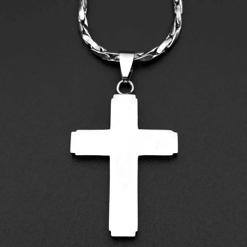 Christian Bible Jesus Cross Chain Necklace Stainless Steel Pendant Necklaces for Women Men Religious Prayer Amulet Jewelry Gift