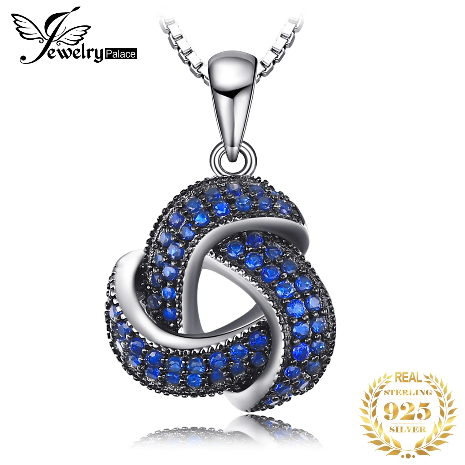 JewelryPalace Flower Knot Created Blue Spinel 925 Sterling Silver Pendant Necklace for Women Fashion Gemstone Choker No Chain Default Title