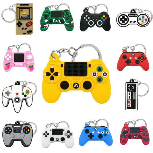 Game Machine Keychain & Keyring Cute Gamepad Boy Joystick Key Chain PS4 Game Console Keychains Bag Car Hanging Ring Accessories