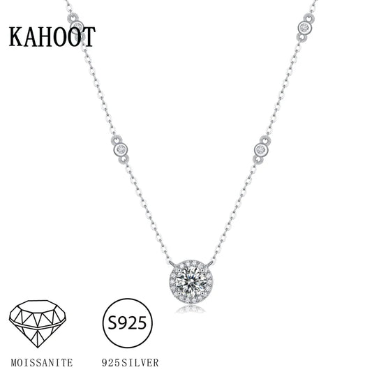 925 Sterling Silver 1 Carat Moissanite Starry Sky Necklace for Women Fashionable Exquisite Gentle Style Valentine's Day Gift