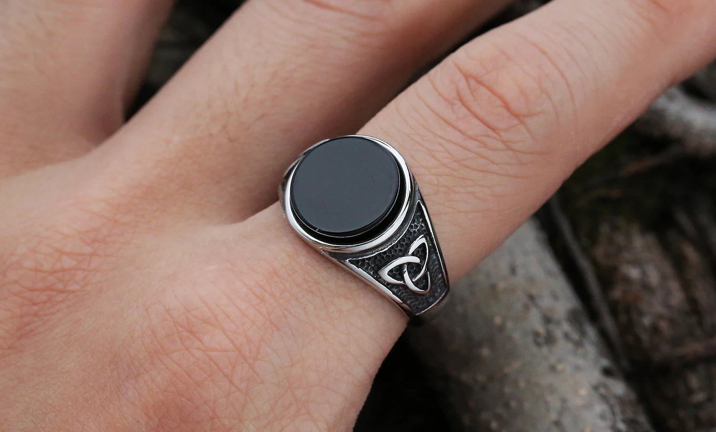 Viking Stainless Steel Celtics Knot Ring Men Nordic Trinity Wedding Stone  Women's Band Promise Jewelry OSR933