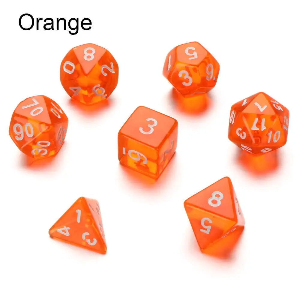 7Pc Colorful Digital Dice Resin Table Entertainment Tarot Game Party Toys Polyhedral for DND Dice Tabletop Role-Playing Supplies E4 - orange