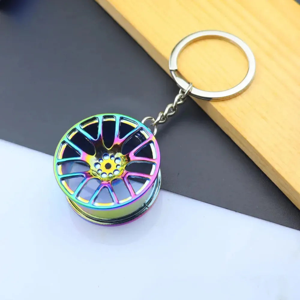 Creative Metal Mini Auto Parts Car Wheel Keychain Body Kit Enthusiast Keyring Accessories Key Ring Chain for Men Woman Gift