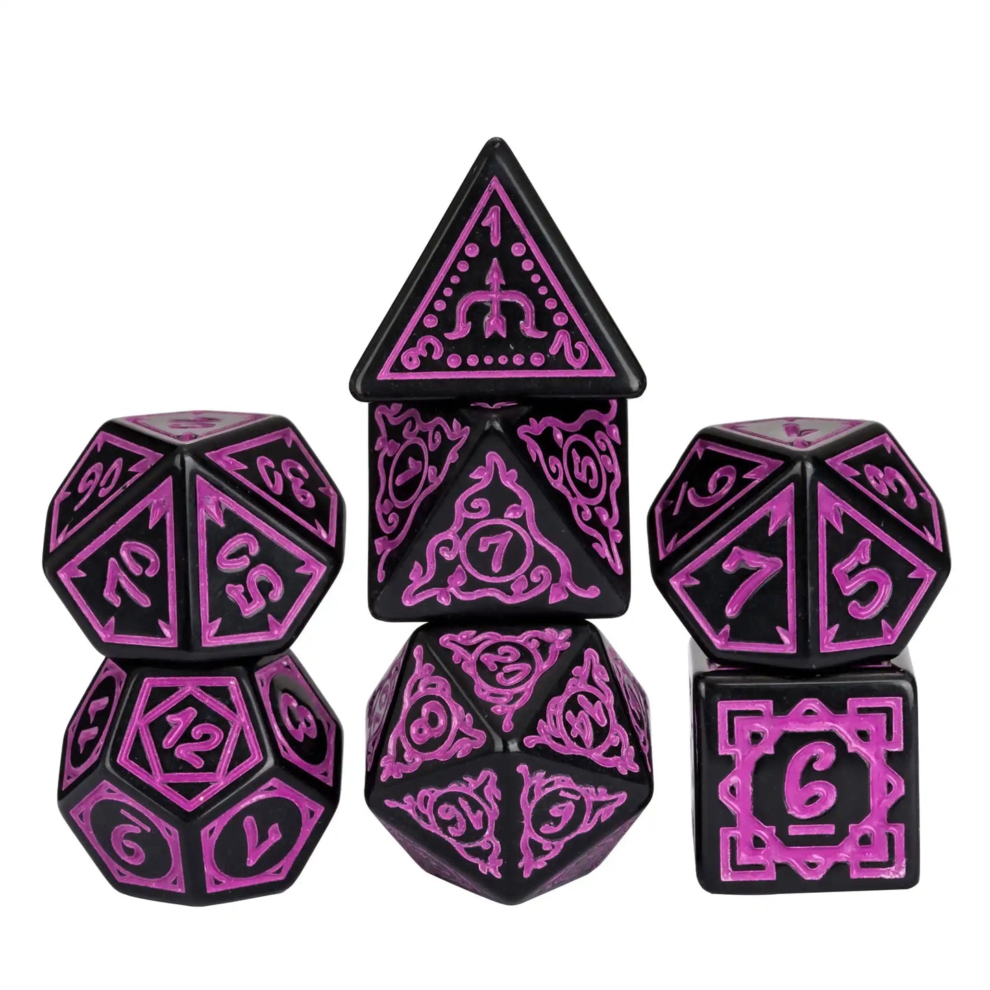 Poludie 7Pcs/Set New Dice Set Druid Green Marbled D4~D20 DND Polyhedral Dice for Role Playing Dice Board Game D&D Black Purple China