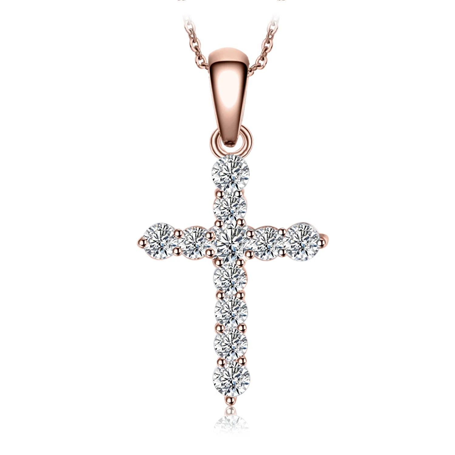 JewelryPalace Cross Sideway 925 Sterling Silver Cubic Zirconia Pendant Necklace for Women Yellow Gold Rose Gold Plated No Chain Rose Gold Plated CHINA
