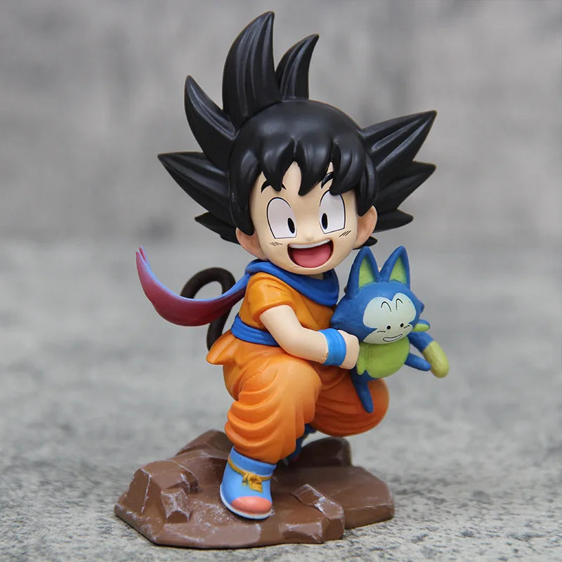 Dragon Ball Kawaii Figurine Childhood Son Goku Hold Puaru Action Figures Anime Model Doll Collection Desktop Decoration Toy