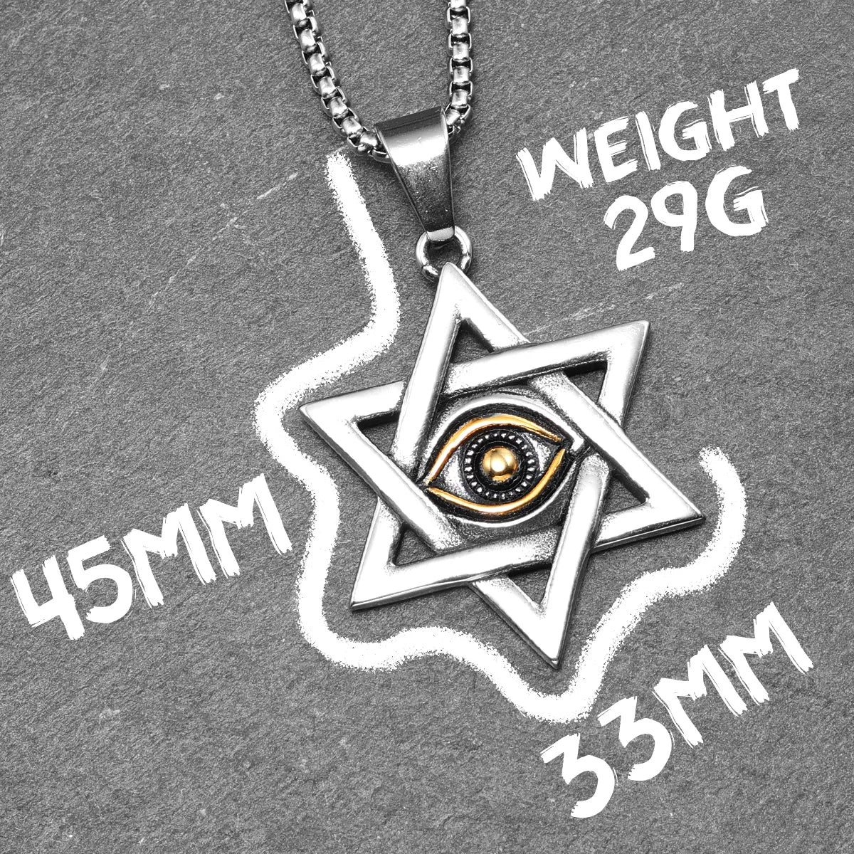 Seal of Solomon Eye of Light Stainless Steel Men Necklaces Pendant Chain Punk Stylish For Women Fashion Jewelry Gifts Wholesale