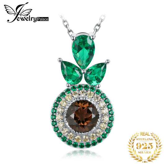 JewelryPalace New Arrival Avocado 4.5ct Natural Smoky Quartz 925 Sterling Silver Pendant Necklace for Woman Trendy Gift No Chain CHINA