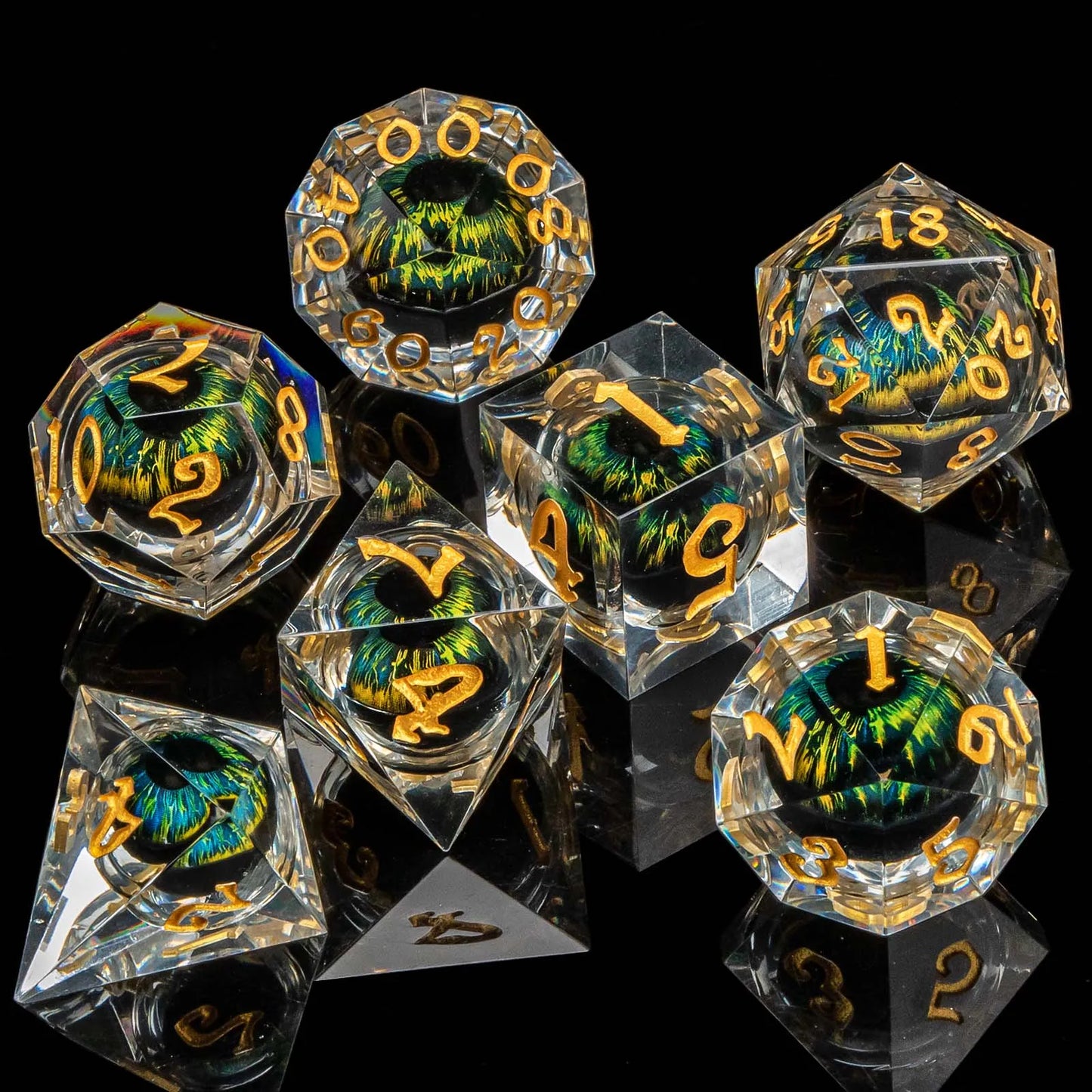 D and D Flowing Sand Sharp Edge Dragon Eye Dnd Resin RPG Polyhedral D&D Dice Set For Dungeon and Dragon Pathfinder Role Playing AZ05