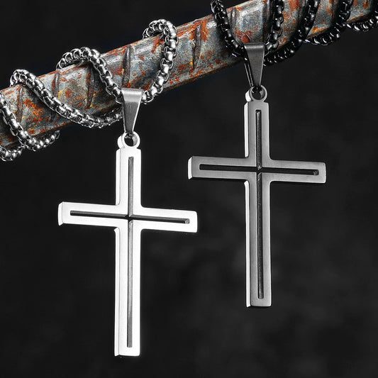 Hollow Cross Simple Amulet Stainless Steel Men Necklaces Pendant Chain Punk Women Fashion Jewelry Gifts Wholesale Dropshiping