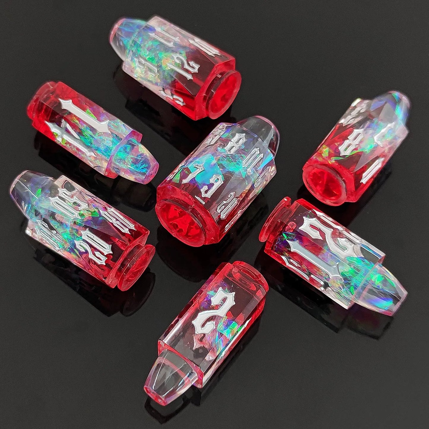 7pcs/set of Multi Color Bullet Resin Number Dice for DND TRPG COC Running Team D6 Board Game Polyhedral Dice Dnd Dice Set tmrd