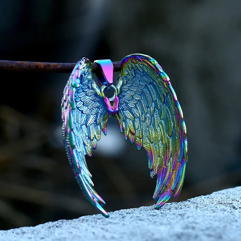Angel Wings Stainless Steel Men Women Necklaces Pendants Chain Punk Rock Vintage Fashion Jewelry Accessories Gift Wholesale
