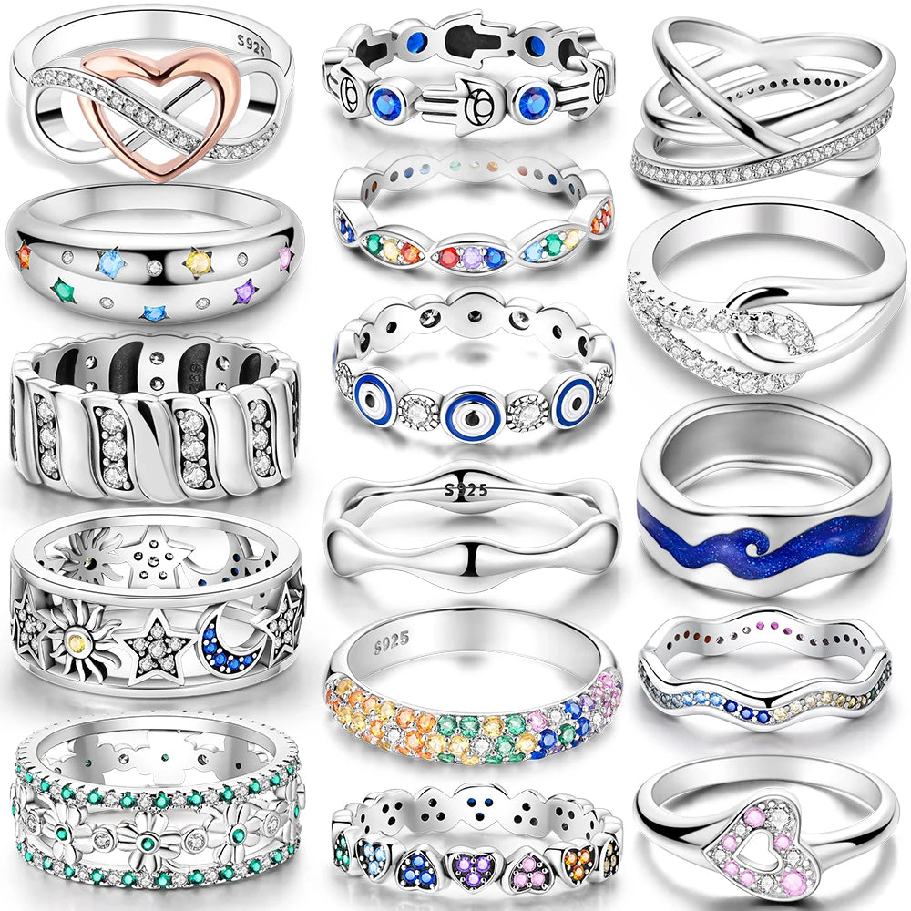 925 Sterling Silver Infinite Love Ring Original Luxury Design Zircon Finger Rings For Women High Quality Wedding Jewelry Gift