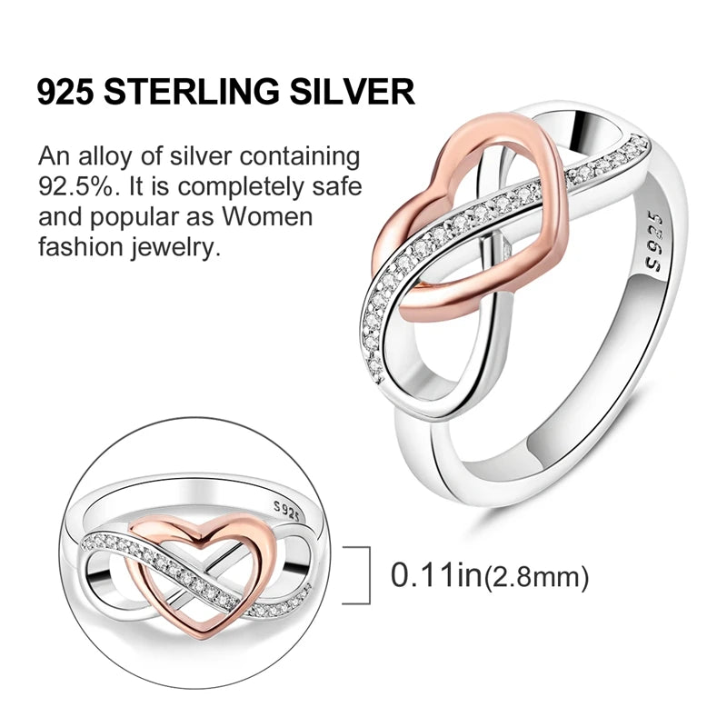925 Sterling Silver Infinite Love Ring Original Luxury Design Zircon Finger Rings For Women High Quality Wedding Jewelry Gift