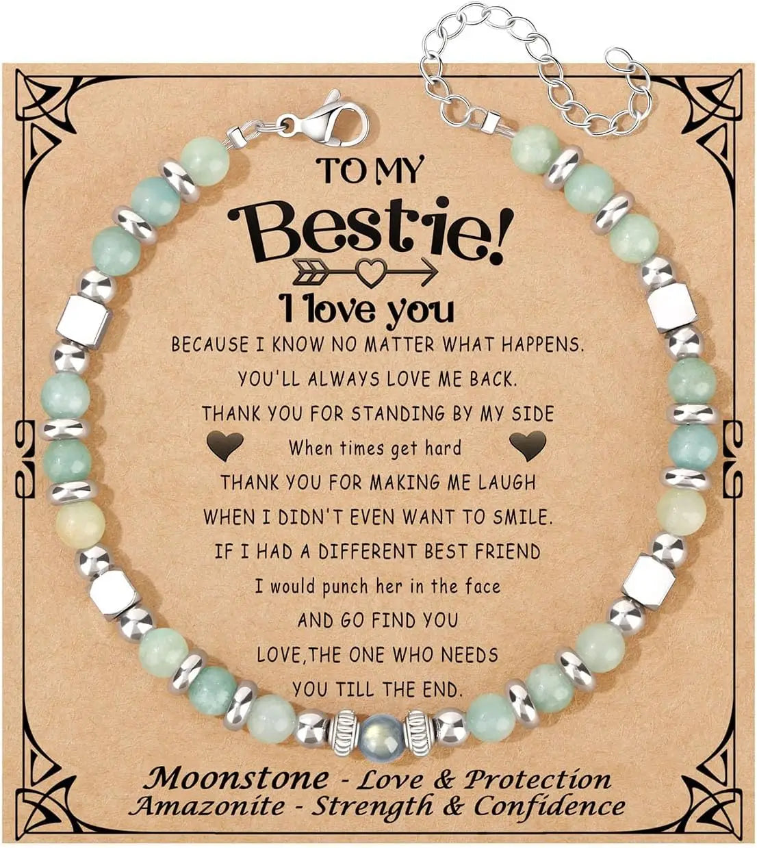 Mothers Day Bracelets gift,Birthday Valentines Gift Amazonite Colorful Imperial Jasper Stainless Steel Beads Bracelets,with card