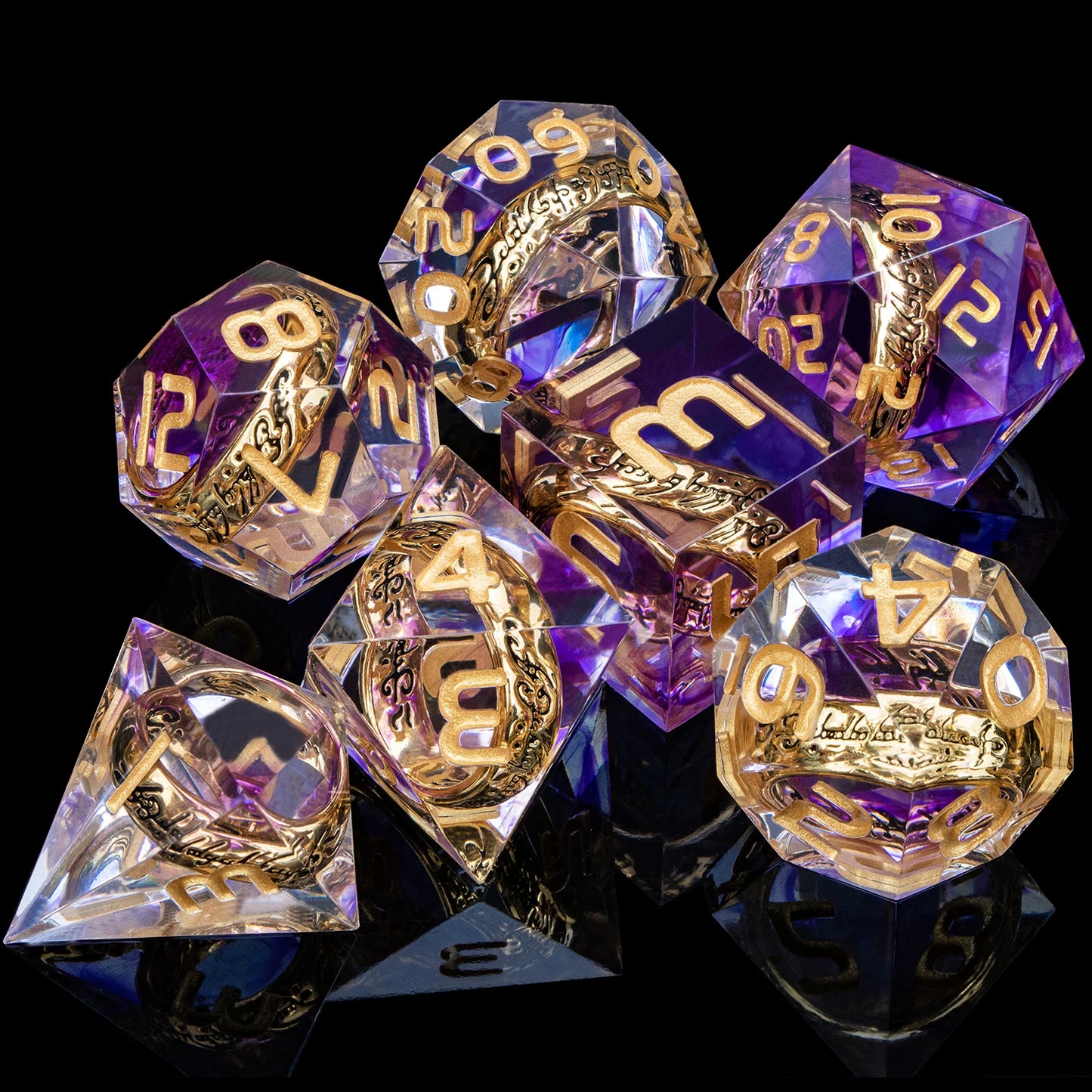 Flower Ring Dice Set & Dnd Liquid Flow Eye D and D Sharp Edge Dice For RPG D20 Dungeon and Dragon Pathfinder Role Playing Games LS-04