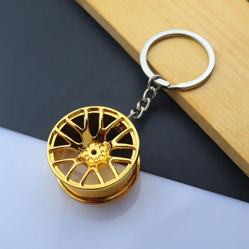 Creative Metal Mini Auto Parts Car Wheel Keychain Body Kit Enthusiast Keyring Accessories Key Ring Chain for Men Woman Gift